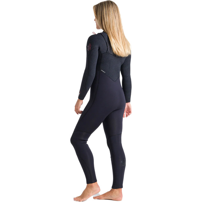 2024 C-Skins Womens ReWired 5/4mm Chest Zip Wetsuit C-RW54WCZ - Raven Black / Black X / Crimson